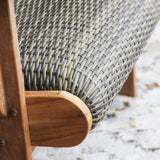 Dunham Wicker Natural Teak Wood Frame Stationary Adirondack Chair with Cushioned Seat