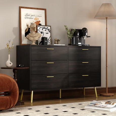 Brown 6 -Drawer Standard Dresser