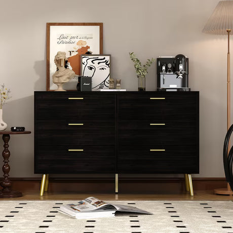 Brown 6 -Drawer Standard Dresser