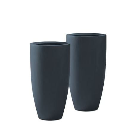 2-Pack 13.4" White Concrete Planters – Modern Indoor/Outdoor Design with Drainage