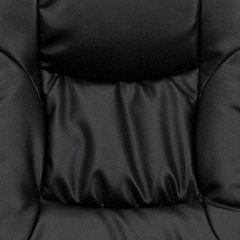 Black Faux Leather Upholstered Swivel Recliner with Ottoman Set