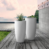 2-Pack 13.4" White Concrete Planters – Modern Indoor/Outdoor Design with Drainage