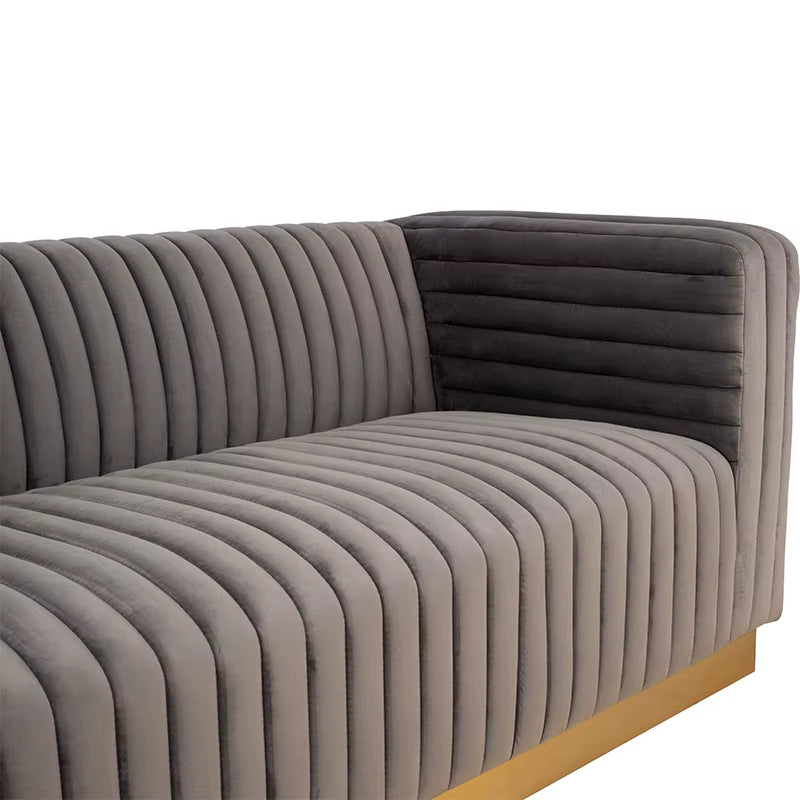 Vintage Flannel Futon Sofa – Convertible Sleeper with Golden Steel Frame