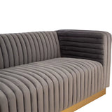 Vintage Flannel Futon Sofa – Convertible Sleeper with Golden Steel Frame