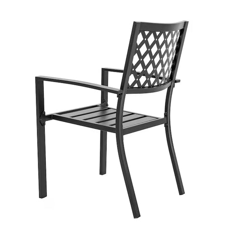 5 -Piece Black with Gold Speckles Patio Dining Set Iron Square Table with 4 Stackable Stationary Chairs