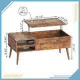 Burnt Wood Wood Modern Coffee Table with Storage