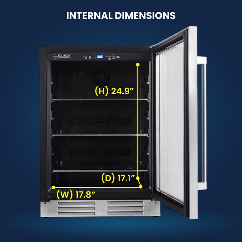 24-Inches W 108 -Can Capacity Stainless Steel Built-In/Freestanding Indoor Beverage Refrigerator with Glass Door