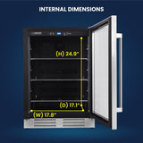 24-Inches W 108 -Can Capacity Stainless Steel Built-In/Freestanding Indoor Beverage Refrigerator with Glass Door