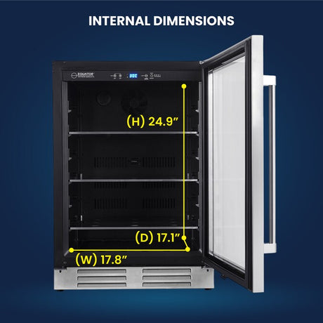 24-Inches W 108 -Can Capacity Stainless Steel Built-In/Freestanding Indoor Beverage Refrigerator with Glass Door