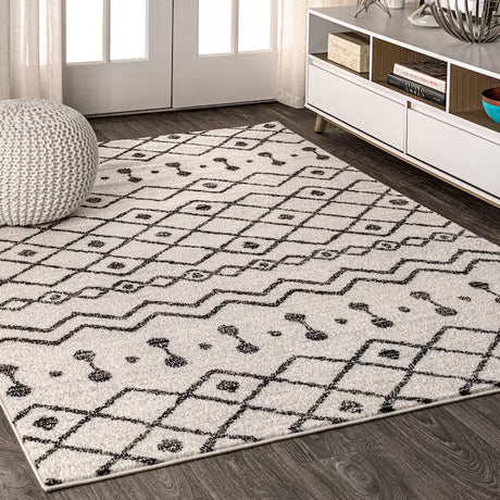 JONATHAN Y Aksil Beni Souk Runner Rug – 2x8 Ft Bohemian Trellis Design (Cream/Black)