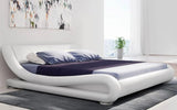 Furniture Modern Marlo White Genuine Leather King Size Platform Bed