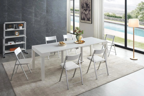White Transformer Console-to-Dining Table – Italian Modern Expandable Design