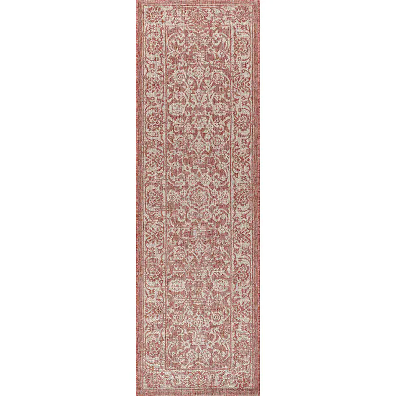 JONATHAN Y Santa Monica Floral Runner Rug – 2x8 Ft Indoor/Outdoor Coastal Design (Red/Taupe)