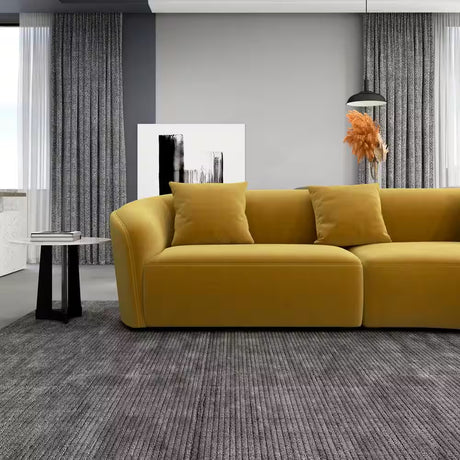 Dallas 126 In. round Arm 2-Piece Velvet Curved Sectional Sofa in Gold with Chaise