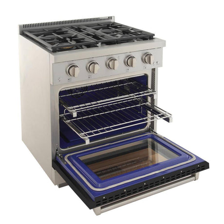 Professional 30 In. 4.2 Cu. Ft. 4 Burners Freestanding Natural Gas Range in Black with Convection Oven