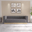 Vintage Flannel Futon Sofa – Convertible Sleeper with Golden Steel Frame