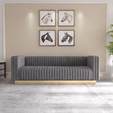 Vintage Flannel Futon Sofa – Convertible Sleeper with Golden Steel Frame