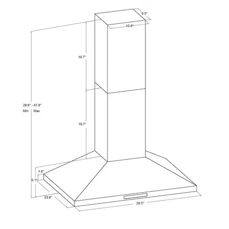 30-In Convertible 343-CFM Stainless Steel Island Range Hood