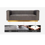 Vintage Flannel Futon Sofa – Convertible Sleeper with Golden Steel Frame