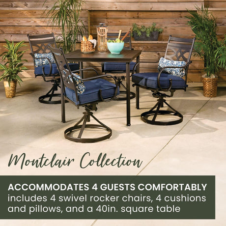 Montclair 5-Piece Outdoor Dining Set – Weather-Resistant Patio Table & Swivel Chairs