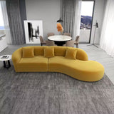 Dallas 126 In. round Arm 2-Piece Velvet Curved Sectional Sofa in Gold with Chaise