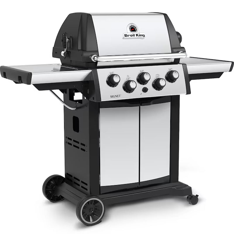 390 Stainless Steel/Black 3-Burner Natural Gas Grill with 1 Side Burner
