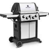 390 Stainless Steel/Black 3-Burner Natural Gas Grill with 1 Side Burner