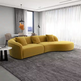 Dallas 126 In. round Arm 2-Piece Velvet Curved Sectional Sofa in Gold with Chaise