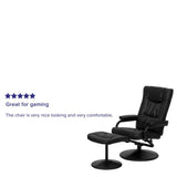 Black Faux Leather Upholstered Swivel Recliner with Ottoman Set