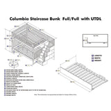 Columbia Staircase Walnut Full over Full Bunk Bed with Twin Urban Trundle Bed