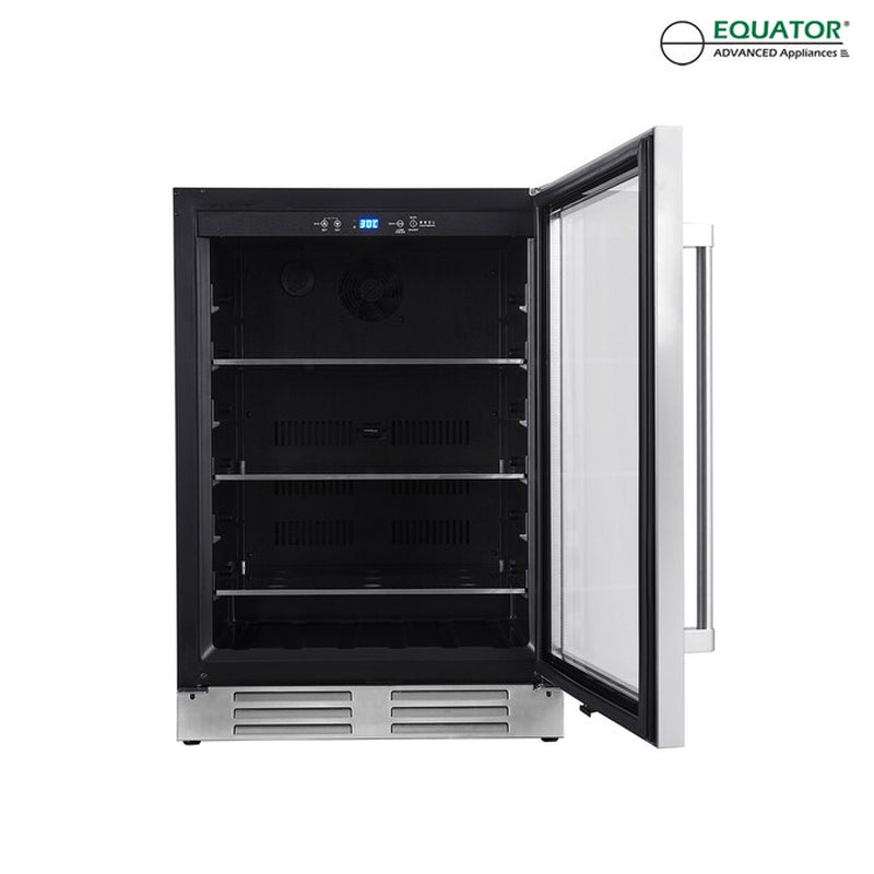 24-Inches W 108 -Can Capacity Stainless Steel Built-In/Freestanding Indoor Beverage Refrigerator with Glass Door