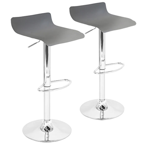 Ale Contemporary Adjustable Barstool Set of 2 in Grey PU Leather