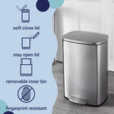 13.2-Gallon Stainless Steel Indoor Kitchen Step Trash Can
