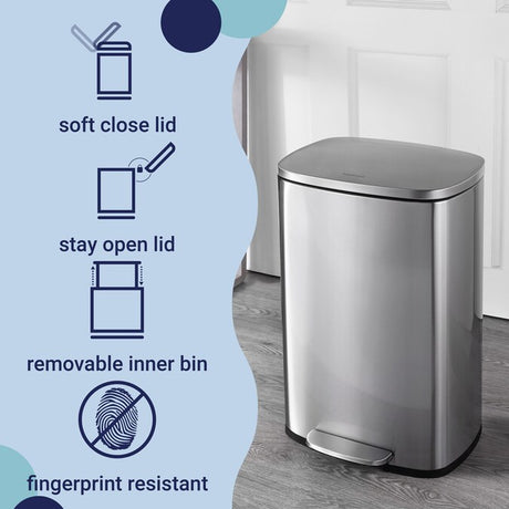 13.2-Gallon Stainless Steel Indoor Kitchen Step Trash Can