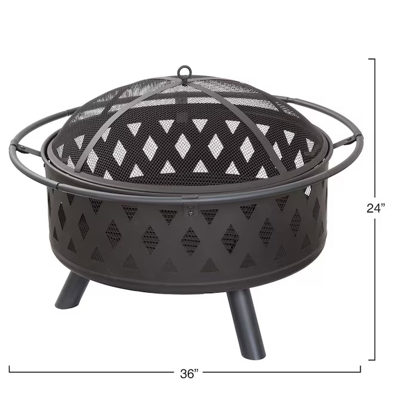 32-In W Black Steel Wood-Burning Fire Pit