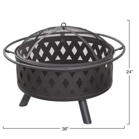 32-In W Black Steel Wood-Burning Fire Pit
