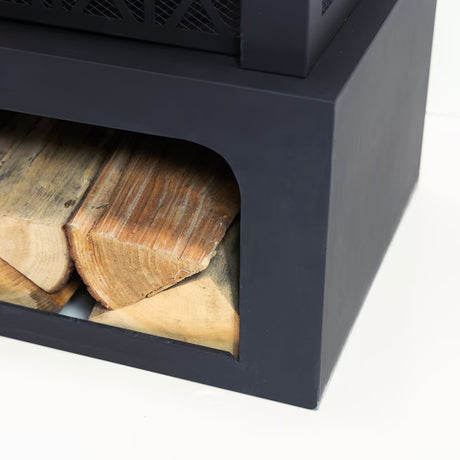 32.3-In W Black Steel Wood-Burning Fire Pit