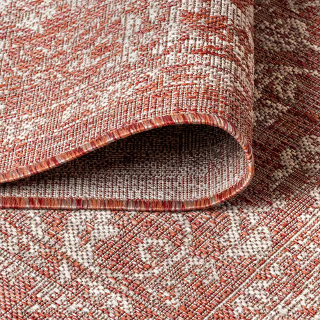 JONATHAN Y Santa Monica Floral Runner Rug – 2x8 Ft Indoor/Outdoor Coastal Design (Red/Taupe)