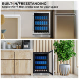 24-Inches W 108 -Can Capacity Stainless Steel Built-In/Freestanding Indoor Beverage Refrigerator with Glass Door