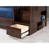 Columbia Staircase Walnut Full over Full Bunk Bed with Twin Urban Trundle Bed