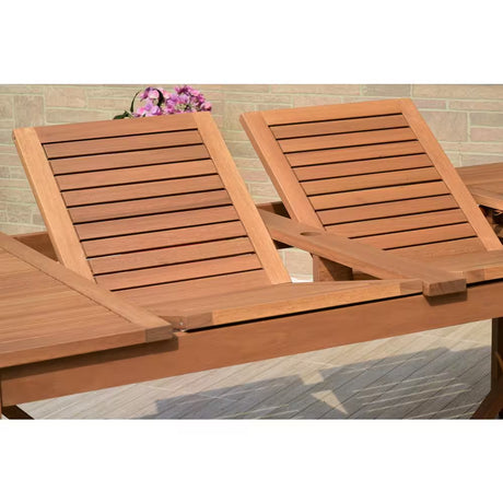 Lulu 11-Piece Teak Finish Patio Rectangular Dining Table Set Ideal for Outdoors and Indoors