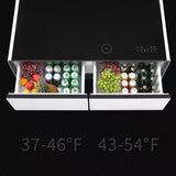 Coffee Table Fridge 27 In. 25 Cu. Ft. Retro Mini Refrigerator in White+Black, Bluetooth Speaker, Wireless Charging
