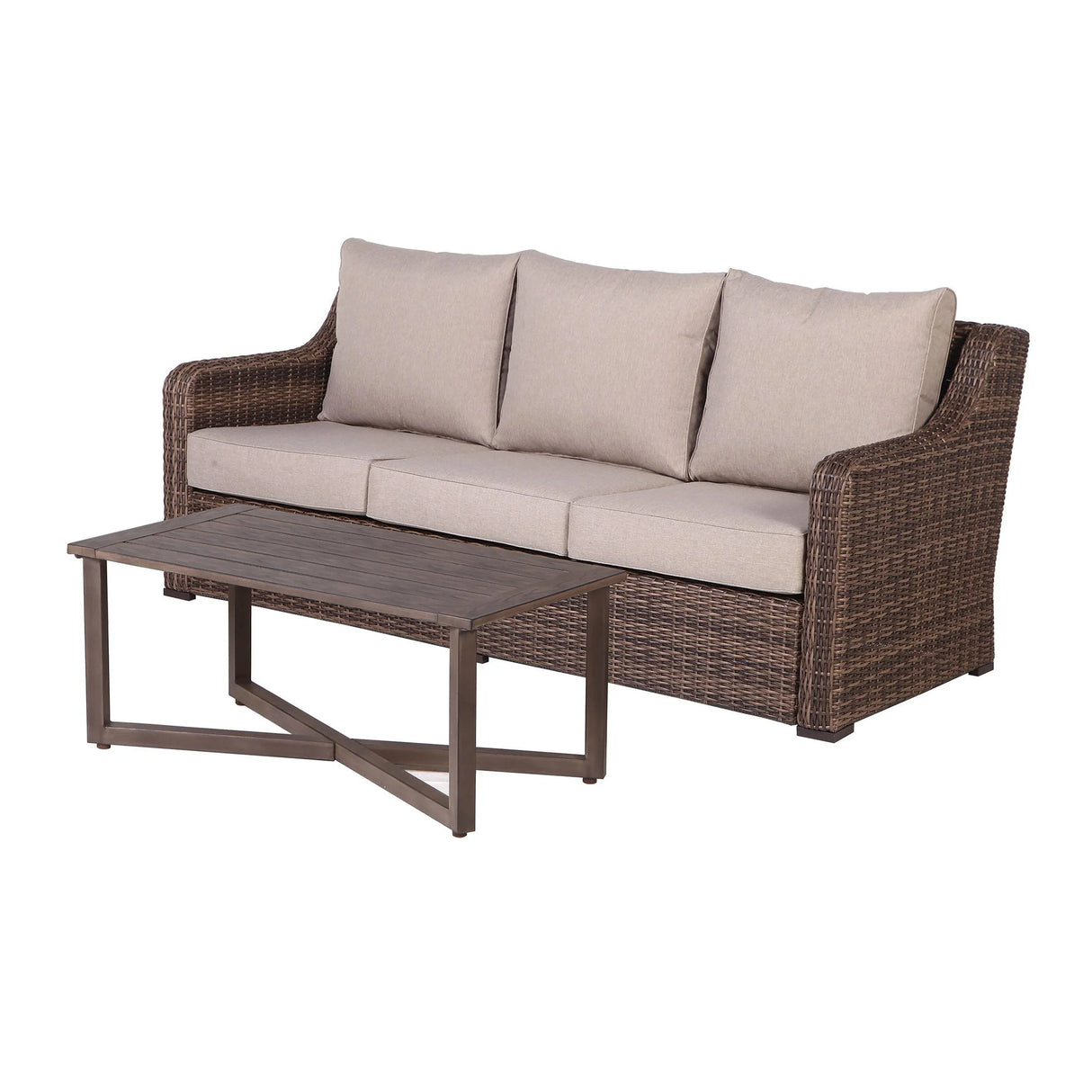 Better Homes and Gardens Hawthorne Park 4-Piece Outdoor Conversation Set, Brown