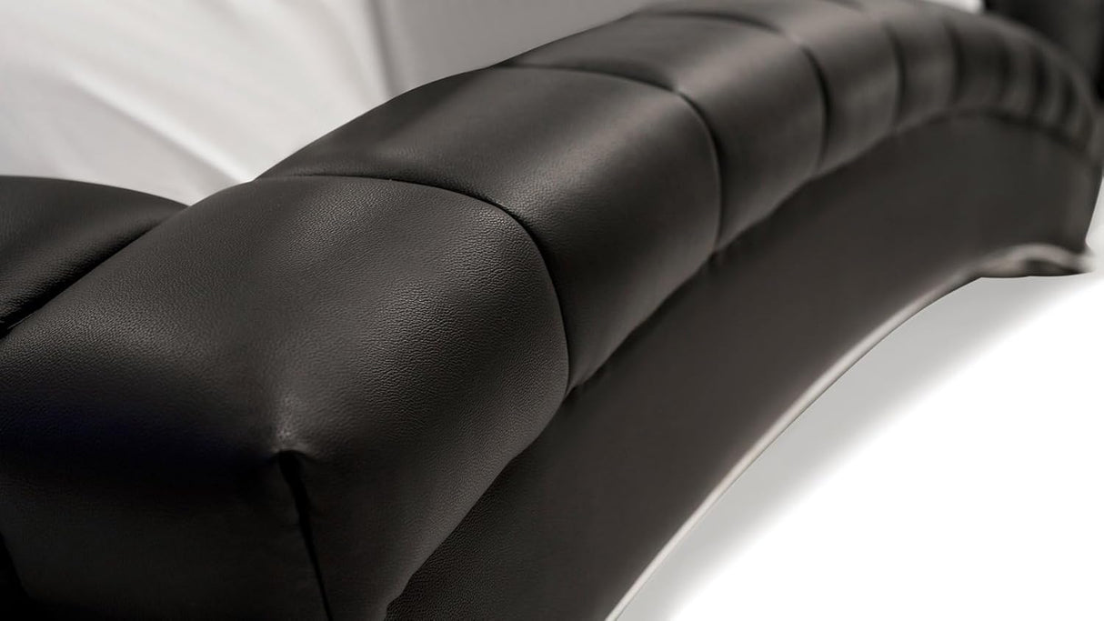 Modern Adonis Black Tufted Genuine Leather Platform Bed - King