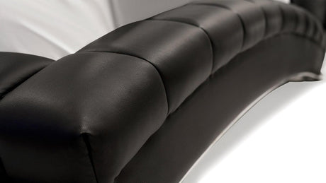 Modern Adonis Black Tufted Genuine Leather Platform Bed - King