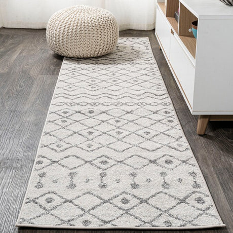JONATHAN Y Aksil Beni Souk Runner Rug – 2x8 Ft Bohemian Trellis Design (Cream/Black)