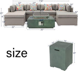 8-Piece Outdoor Patio Sectional Sofa Set – PE Rattan Wicker with Fire Pit Table & Ottomans