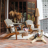 Dunham Wicker Natural Teak Wood Frame Stationary Adirondack Chair with Cushioned Seat