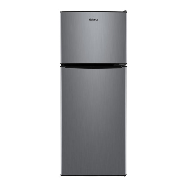 4.6. Cu Ft Two Door Mini Fridge with Freezer, Stainless Steel Look New