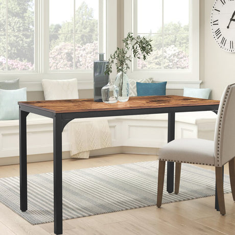47-Inch Industrial Dining Table with Adjustable Footpads and Metal Frame for Kitchen and Dining Room